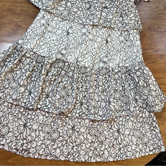 MISSGUIDED Black White Lace Off One Shoulder Ruffles Midi Dress NWOT Size 12 - Picture 11 of 14